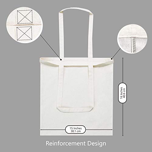 TOPDesign 12-Pack Economical 16"x15" Cotton Tote Bags, Lightweight Medium Reusable Grocery Shopping Cloth Bags, Suitable f...
