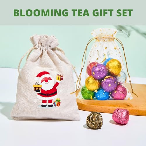 10 Assorted Blooming Flower Tea Balls Gift Set| Handmade Herbal Flowering Tea Balls Variety Individual Packing| Blooming G...