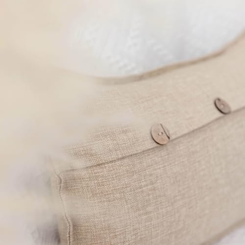 Home Brilliant Decorative Pillow Covers Textured Burlap Button Pillowcases Farmhouse Holiday Lined Linen Cushion Covers fo...