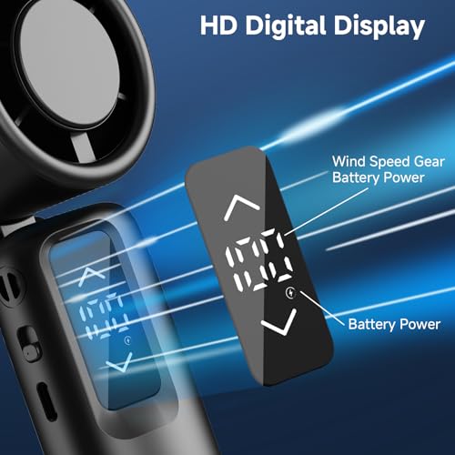 Guirngou Portable Handheld Turbo Fan, 1-100 Gear Wind, Battery Operated, Up to 23 Working Hours, 3 IN 1 Personal Fan with ...