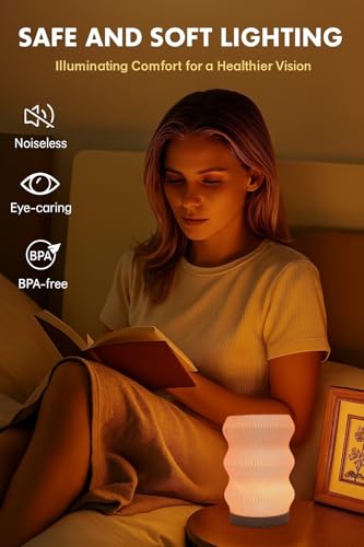 Delta Loom Wave Table Lamp - Modern Bedside Light for Bedroom, Desk, Nightstand, or Office - Mood Lighting Lamp - Eco-Frie...