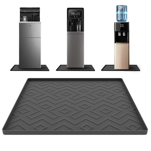 Water Cooler Mat – 19.7" x 19.7" Silicone Water Dispenser Mat for Floor & Countertop, Spill-Proof & Waterproof Tray for Co...