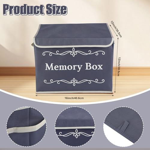 LemonRoad 2Pcs Memory Box Keepsakes for Kid Memory Decorative Storage Box Bin with Lid for Baby Wedding Travel Birthday An...