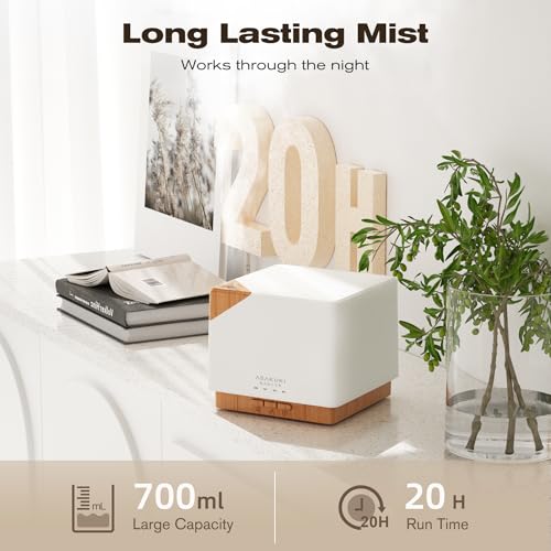 ASAKUKI Essential Oil Diffuser for Home, Large 700 ml Humidifier with Automatic Shut-Off, Scent Aromatherapy Diffuser with...