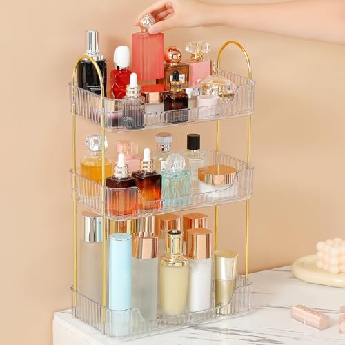 Aveniee Bathroom Counter Organizer, 3 Tier Perfume Skin Care Countertop Storage Shelf, Vanity Makeup Tray for Cosmetic Ski...