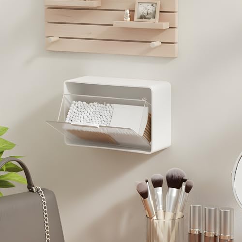 KIMERSE Qtip Holder, Wall Mount Qtip Holder Organizer for Bathroom Cotton Swabs, Balls, Cosmetic Cotton Pads, Dental Floss...