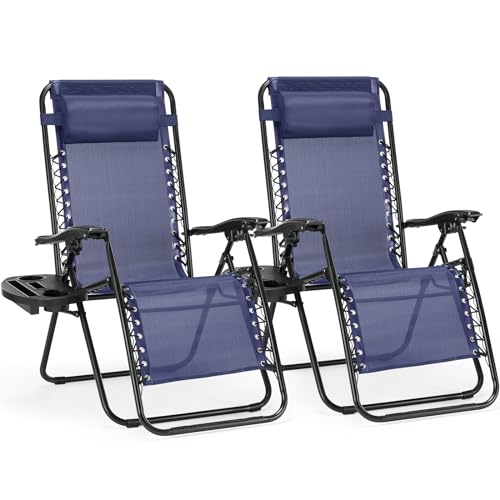NEWBULIG Zero Gravity Chair Set of 2, Lounge Chair Folding Portable Adjustable Camping Reclining Chairs with Adjustable Po...