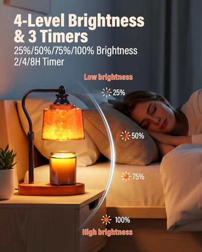 ZAXLZMHSD 3-in-1 Candle Warmer Lamp with Timer Dimmable, Himalayan Salt Lamp & Passive Diffuser, Gifts for Women, House Wa...