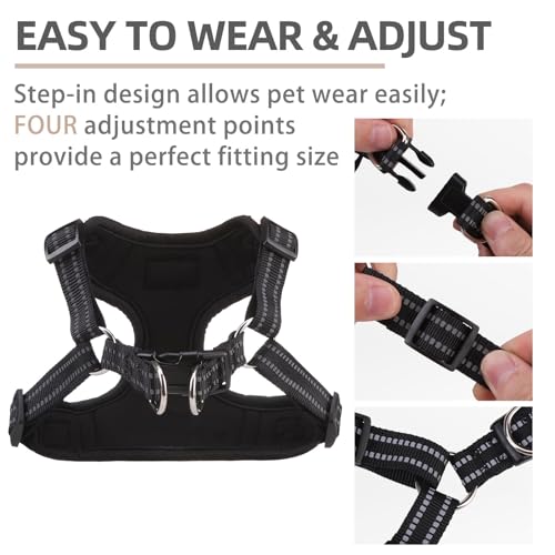 PUPTECK Dog Harness and Leash Set Small Sized, Step in No Pull Adjustable Puppy Cat Harness Reflective Pet Vest