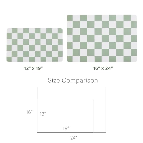Ralxion Checkered Dog Feeding Mat, Absorbent Mats for Dog Food and Water Bowl, Dispenser, Retro Modern Aesthetic Sage Gree...