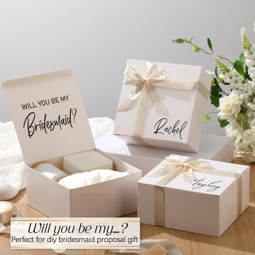 AmazingSpark 8 Sets Bridesmaid Proposal Boxes Will You Be My Bridesmaid Box Wedding Gift Boxes with Lids Name Maid Matron ...