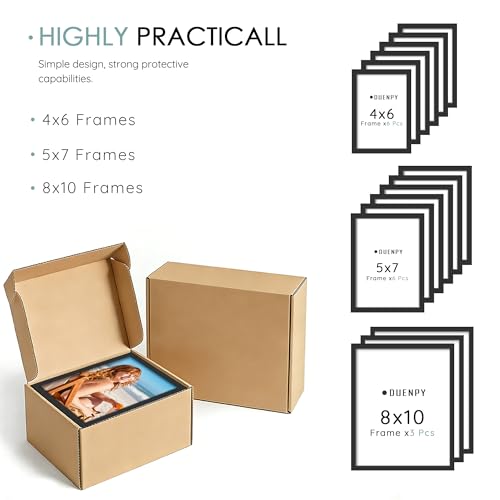 DUENPY 15 Pack Picture Frames Collage Wall Decor, Black Frame Set with 3pcs 8x10, 6pcs 5x7, 6pcs 4x6 for Gallery Display, ...