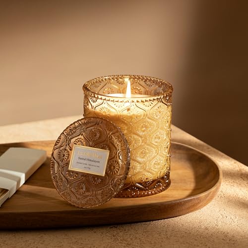 LA JOLIE MUSE Amber and Sandalwood Scented Candle | Santal Himalayen Candle | 6oz Luxury Soy Candle | Clean Burn & Long-La...