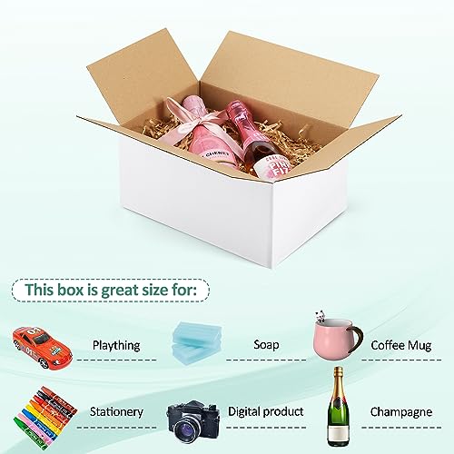 Eupako 10x7x5-Small-Shipping-Boxes-30-Pack-White-Corrugated-Box-Mailers, Cardboard Boxes for Packaging Small Business, Mai...