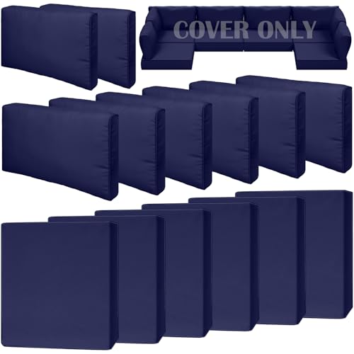 Cethytirko 14 Piece Outdoor Patio Waterproof Cushion Covers, Fits 6-Seat Wicker Rattan Sectional Couch Chair Furniture Cov...