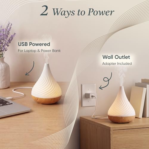Cegsin Essential Oil Diffuser with Adapter, 130ml Aromatherapy Scent Machine for Home & Office, 7 Color LED & Breathing Li...