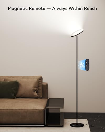 JOOFO LED Floor Lamp – Super Bright Torchiere with Remote & Foot Switch, Stepless Dimmable Tall Standing Lamp, 69" Modern ...