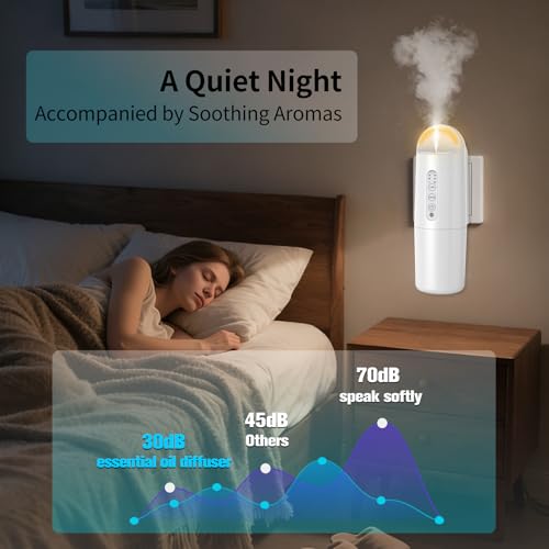 Plug in Waterless Essential Oil Diffuser, Elegant Waterless Scent Diffuser Starter Kit with 24H Smart Timer & Light Senso...