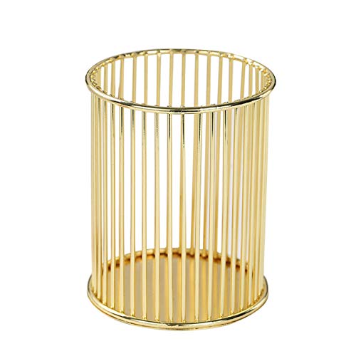 HSYMQ Gold Metal Pen Holder for Desk, Makeup Brushes Cup, Pencil Holders, Office&Home Organizer