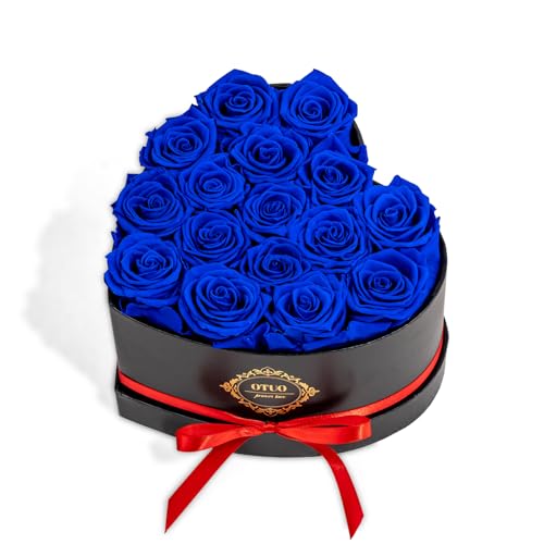 Otuo 16 Preserved Roses in Heart-Shaped Box, Flowers for Delivery Prime Last up 2 Years, Real Forever Flowers for Wife, Gi...