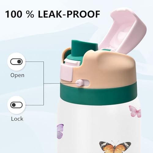 NIWPKDCE Cat 32oz Water Bottle Gift for Cat Lover, Flower Stainless Steel Insulated Tumbler with Handle & 2-in-1 Leak Proo...