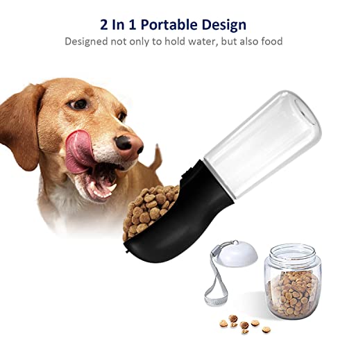 WePet Portable Dog Water Bottle with Food Container, 19 OZ + 6 OZ, Leak Proof Puppy Water Dispenser with Drinking Feeder f...