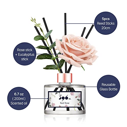396 st. Rose Flower Reed Diffuser, Red Rose, 200ml(6.7oz) / Reed Diffuser Sets, Home Fragrance, Scented Oils, Home & Bathr...