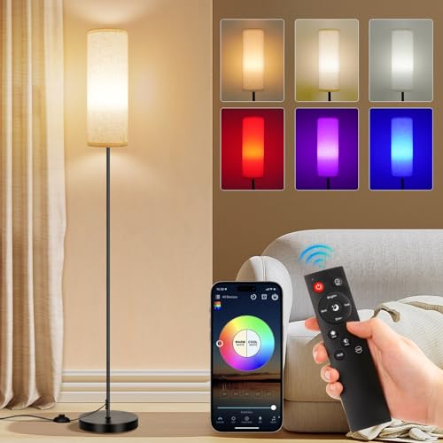 FRIDEKO HOME Floor Lamp, 9W 800LM Color Changing Smart Lamp with Music Sync, App & Remote Control, Adjustable Brightness &...