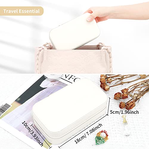 DesignSter Travel Jewelry Box, PU Leather Portable Jewelry Case, Small Jewelry Boxes for Gifts, Travel Jewelry Organizer f...