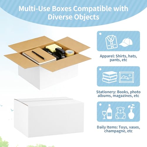 Famagic 10 Pack 10x7x5 Inch Small Shipping Boxes White Corrugated Cardboard Boxes Mailer for Small Business, Mailing Boxes...