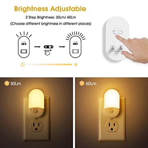 L LOHAS LED Night Lights Plug into Wall, [2 Pack] LED Dimmable Night Light with Light Sensors, 30/60LM Adjustable Brightne...