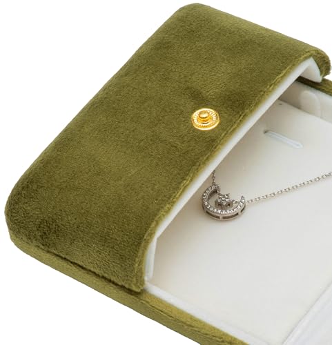 Giftop Velvet Necklace Pendant Gift Box Jewelry Display Storage Case (Olive Green)