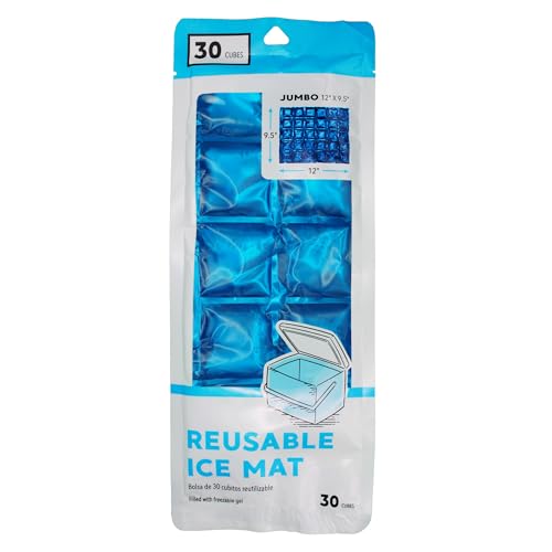 Jacent Reusable Ice Pack Mat, Flexible 30-Cube Gel Freezer Sheet for Coolers, Lunch Bags, Food Storage & Outdoor Use, Jumb...