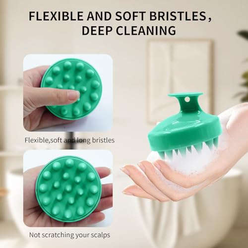 Hair Scalp Scrubber Shampoo Brush, Silicone Scalp Massager Hair Scrubber, Green
