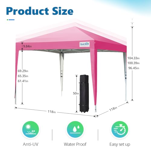 Quictent Easy Pop up Canopy Tent 10'x10' with 4 Detachable Window Sidewalls, One Person Setup, Waterproof Outdoor Portable...