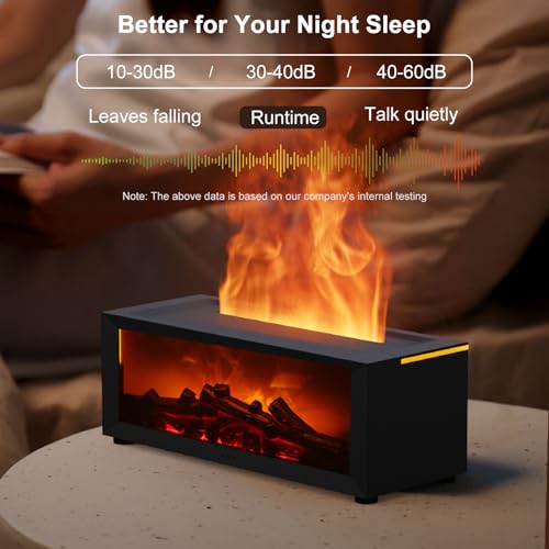 Essential Oil Diffuser, Fireplace Flame Aromatherapy Diffuser with 7 Colors Light, Oil Diffuser, Humidifier, Aroma Diffuse...