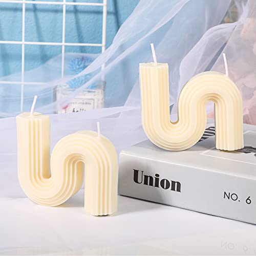 Tondiamo 2 Pcs Aesthetic Candles Twist Shaped Aesthetic Candles Cool S Shape Minimalist Geometric Shaped Soy Wax Scented A...