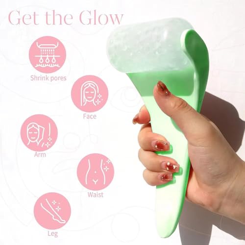 Ice Roller for Face and Gua Sha Set, Cooling & Firming Effect, Sculpting Tool for Jawline Skin Care Tools, Self Care Gift ...