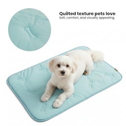 DORMORA Self Cooling Mat for Dogs & Cats, 35x23 Soft Breathable Cold Crate Pad for Pet, Portable Washable Kennel Bed for O...