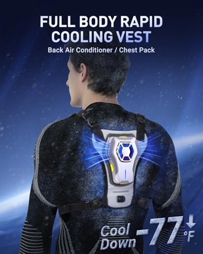 THOUSTA Portable Cooling Vest with 30000mAh Battery, Wearable Cooler with Chest Pack, Lightweight Heat Relief Gear
