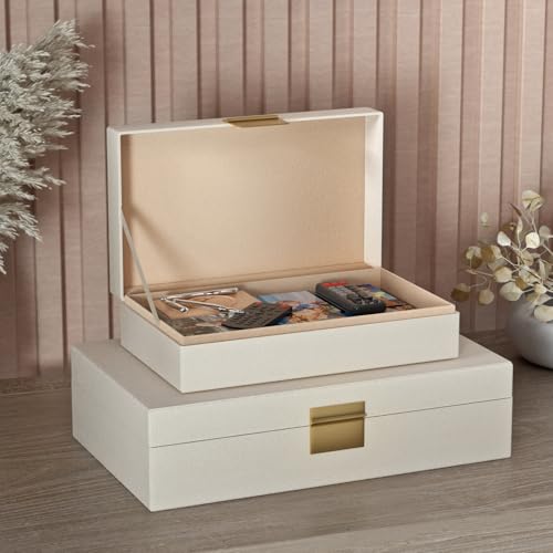 Decorative Storage Boxes Set of 2 - Multi-Purpose Beautiful PU Leather Organizer Bins for Your Home Decor - Decorative Con...