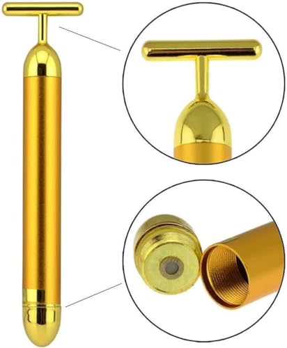 Angel Kiss Beauty Bar Energy Face Massager - 24k Golden T-Shape Pulse Electric Vibration Facial Self Skin Care Tool - Birt...