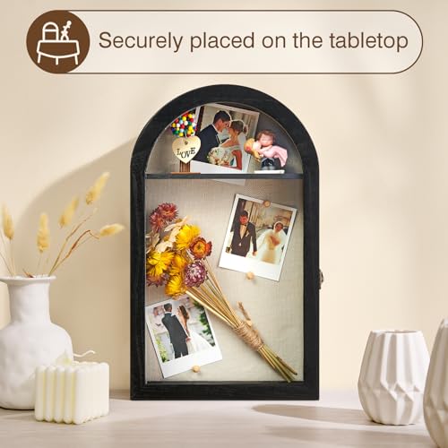 DGWJSU Shadow Box Frame 10x16 Large Shadow Boxes Display Cases with Linen Back and Removable Shelves, Picture Frame Weddin...
