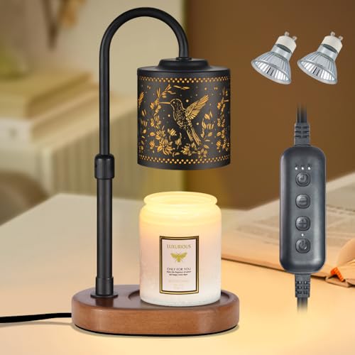 copinpin Dimmable Candle Warmer Lamp with Timer Adjustable Height for Scented Jar Candles Electric Candle Wax Melt Warmer ...