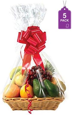 Purple Q Crafts Cellophane Gift Bags For Gift Baskets 24"x30" (5)