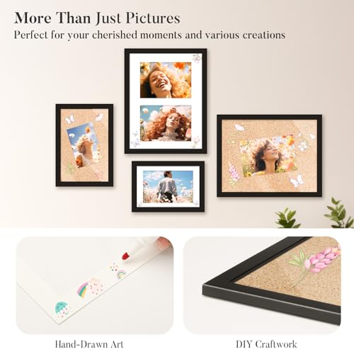 SYNTRIFIC 4x6 Picture Frame Set of 2,Display Pictures 3x5 with Mat or 4x6 Without Mat,Photo Frame for Wall Mounting or Tab...