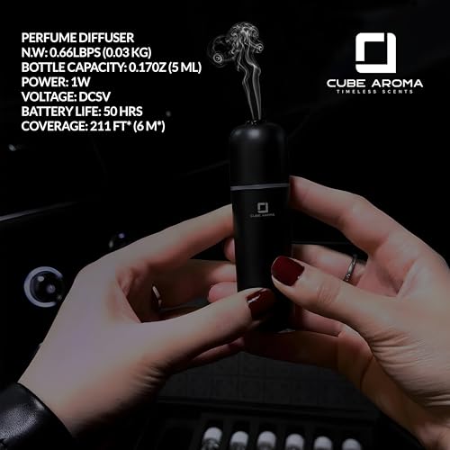 Cube Aroma CA-06 Black Diffuser - Aromatherapy Diffuser - Compact Essential Oil Fragrance Diffuser - 2 Modes - Auto Power ...