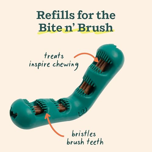 WOOF - Bite n' Brush Refills Treats for the Dog Toothbrush Toy - Scrub Plaque and Tartar from Your Dog's Teeth and Mouth -...
