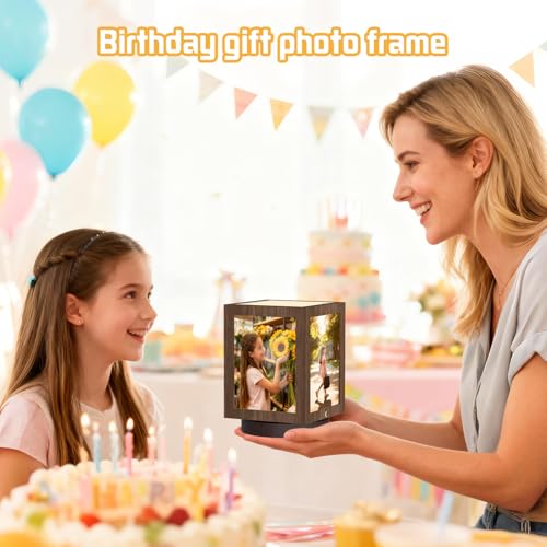 Mixoo 4x6 Picture Frame Light , Vintage Rotating Photo Frame Tabletop Lamp, Touch Desk Lamp for Bedroom Bedside, Table lam...