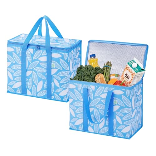 VENO 2 Pack Insulated Cooler Bag, Reusable Grocery Shopping Bag for Food Delivery, Heavy Duty, Large Size, Durable Handle...